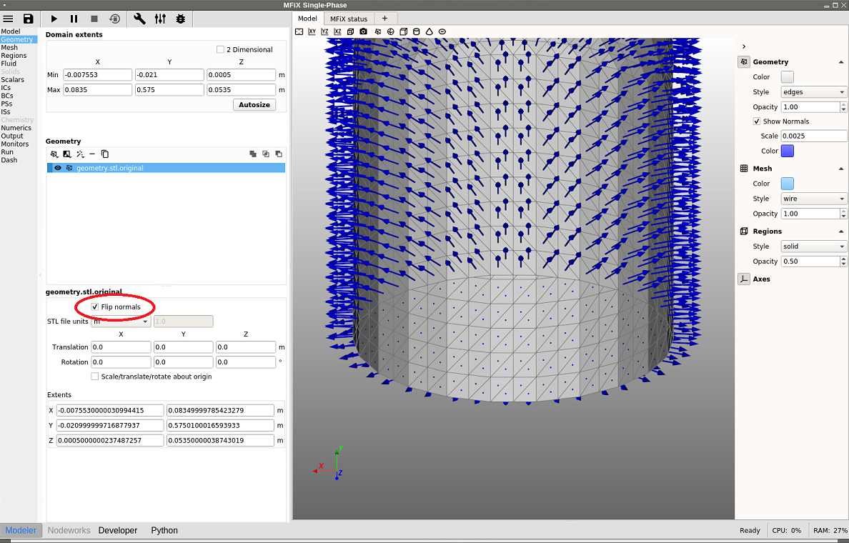 STL normals, External flow