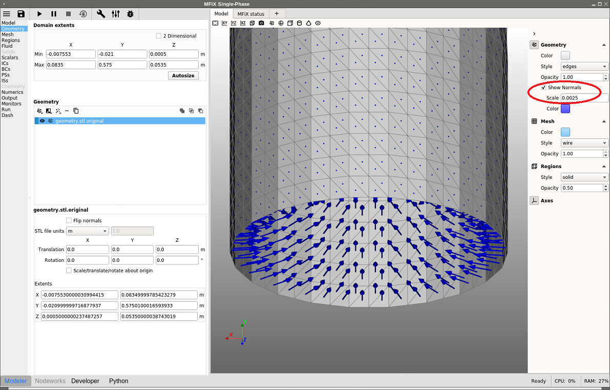 STL normals, Internal flow